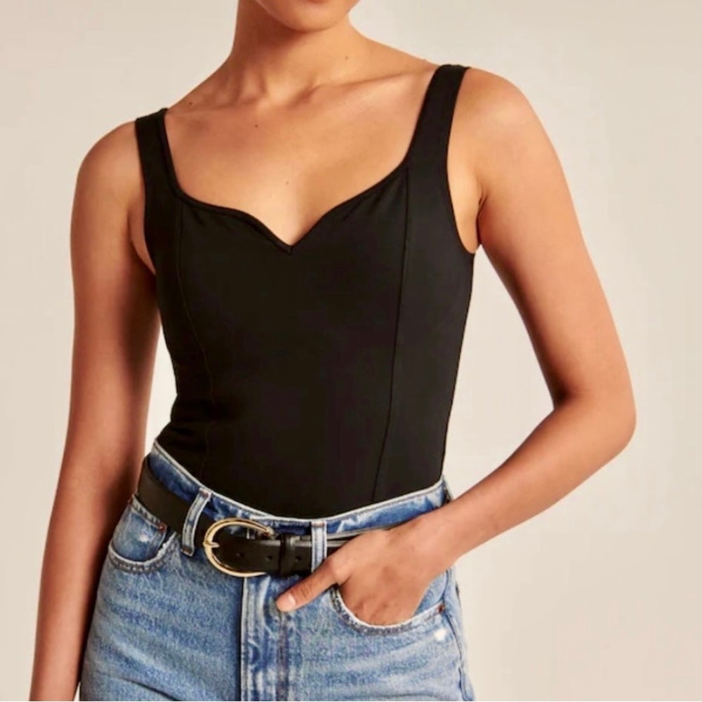 Abercrombie & Fitch Black SweetHeart Neckline Bodysuit.
